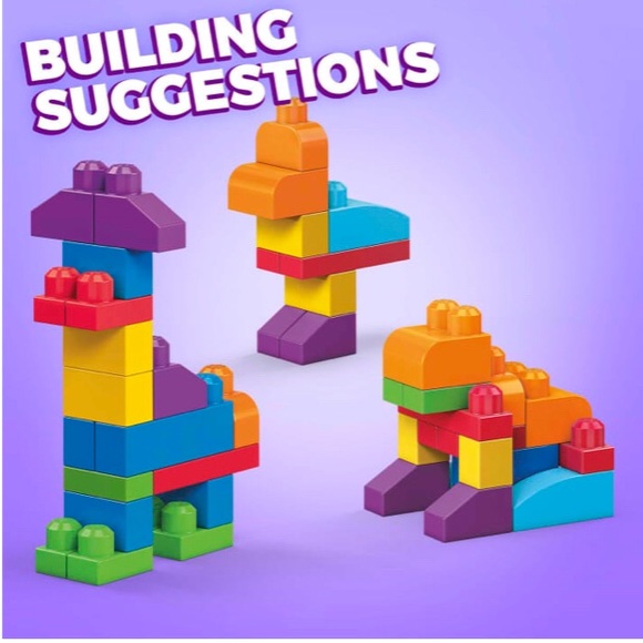 MEGA BLOKS First Builders endless building bag 100 blocks with building cards - Picture 6 of 11